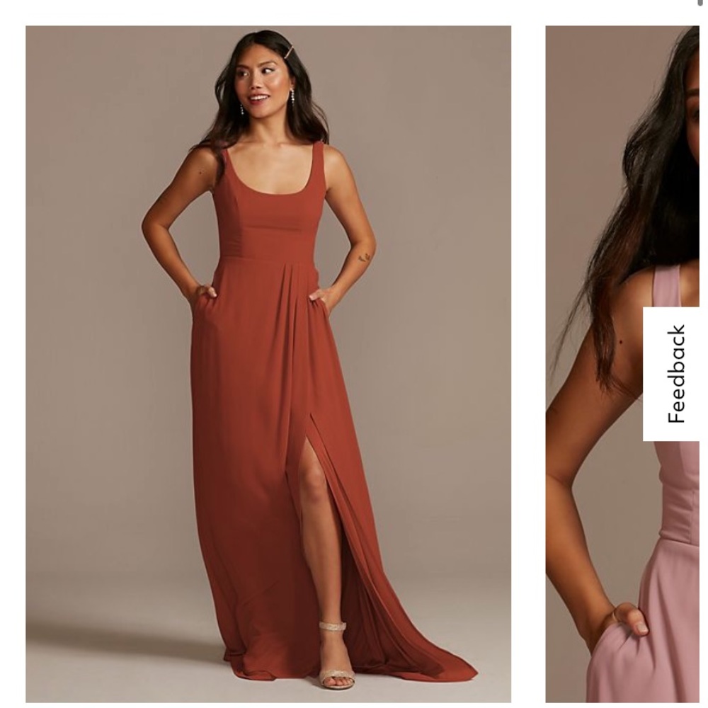 chiffon tank scoop neck bridesmaid dress